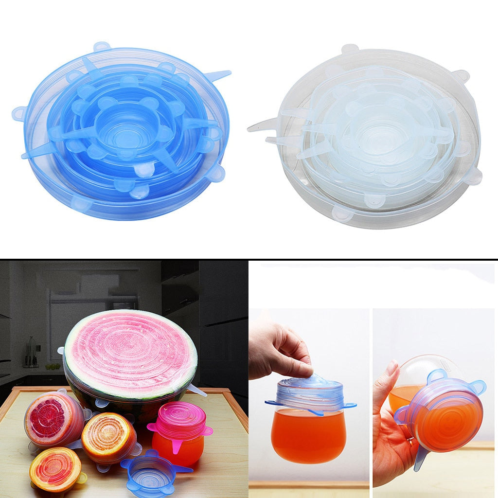 Stretch & Seal Lids (6 Pieces) - Keeps Food Fresh, Fast, and Fun